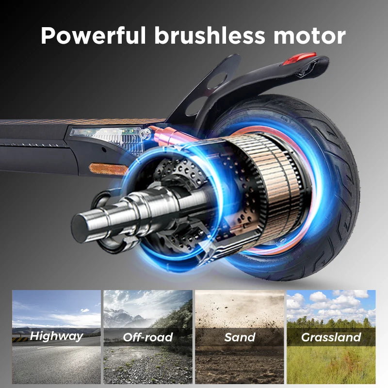 KEPOW T4Pro Electric Scooter Adults 900W Peak Motor 48V 15Ah Battery 25-38 Miles Long Range 25MPH Max Speed 10" Off-Road Tires Foldable Dual Suspension LED Headlight Heavy Duty All Terrain E-Scooter for City Commute 25° Clim