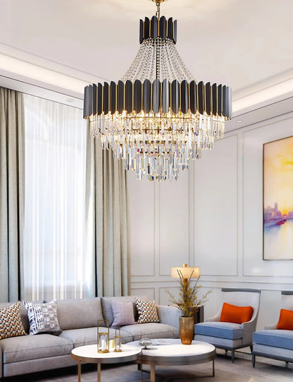 Home Deco Crystal Collection LED Black Gold Chandelier Lighting Lustre Hanging Lamp Suspension Luminaire Lampen For Dinning Room