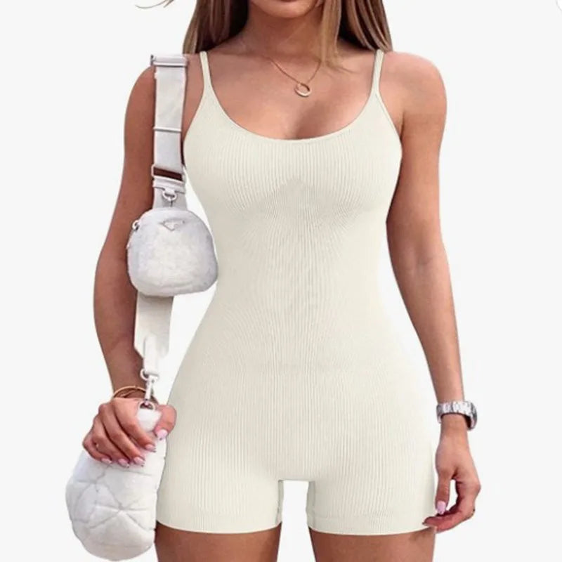 Women's Jumpsuits Basic Suspenders One Piece Tight Sexy Base Pink Playsuit Y2k Bodysuits