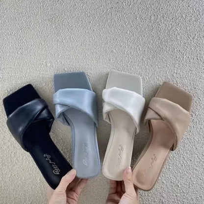 Women New Luxury Sandals Shoes Summer Mid Heels Chunky Casual Designer Dress Pumps Slingback Mules Shoes Zapatos Ladies