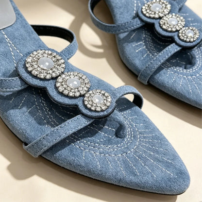 Women Crystal Clip Toe Slippers Pointed Toe Luxury Heels Shoes Dress Woman Sandals Party Trend Flip Flops New Cozy Female Slides