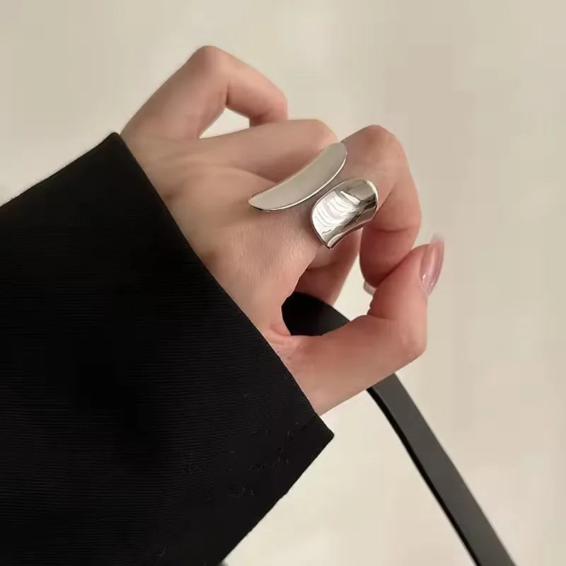 VENTFILLE 925 Sterling Silver Geometric Multilayer Round Bead Ring Female Fashion Punk Temperament Prevent Allergy Charm Jewelry