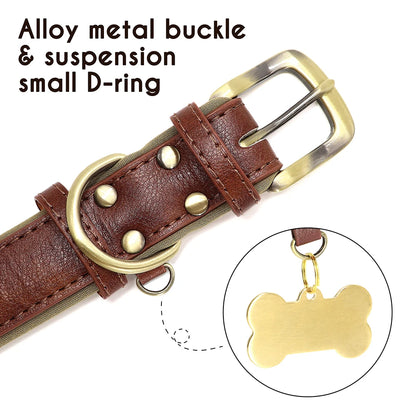 Personalized PU Leather Dog Collar Soft Padded Dog Collars Free Custom Pet ID Name Necklace for Small Medium Large Dogs Pitbull