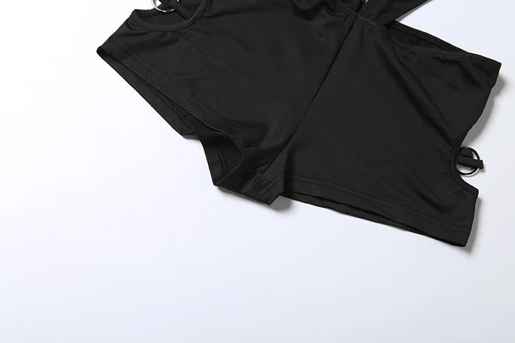 Weird Puss Sexy Hollow Halter Playsuits Women Summer Hipster Backless Bandage Sleeveless Sexy Skinny Elastic Clubwear Rompers