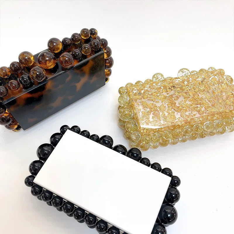 Luxury Design Shoulder Crossbody Bag Fashion New Evening Clutch Bag Ladies Handbag Acrylic Transparent Small Square Bag Female