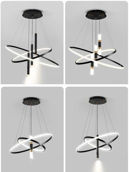 Modern Round LED Chandeliers for Living Room Dining Room Kitchen Island Luster Pendant Lights Fixture Home Decor Indoor Lighting
