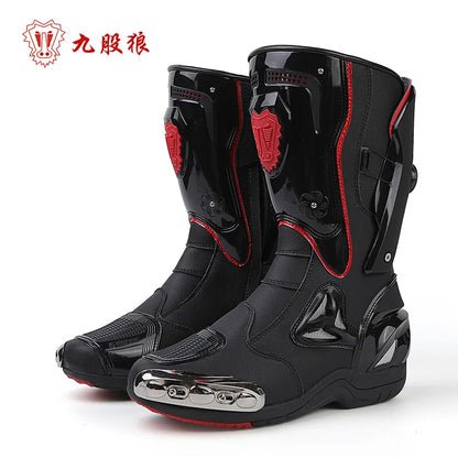 JG-Wolf Leather Motocross Boots Men Anti-slip Off Road Motorcycle Boots Adventure Touring MX MTB Dirt Bike Boots