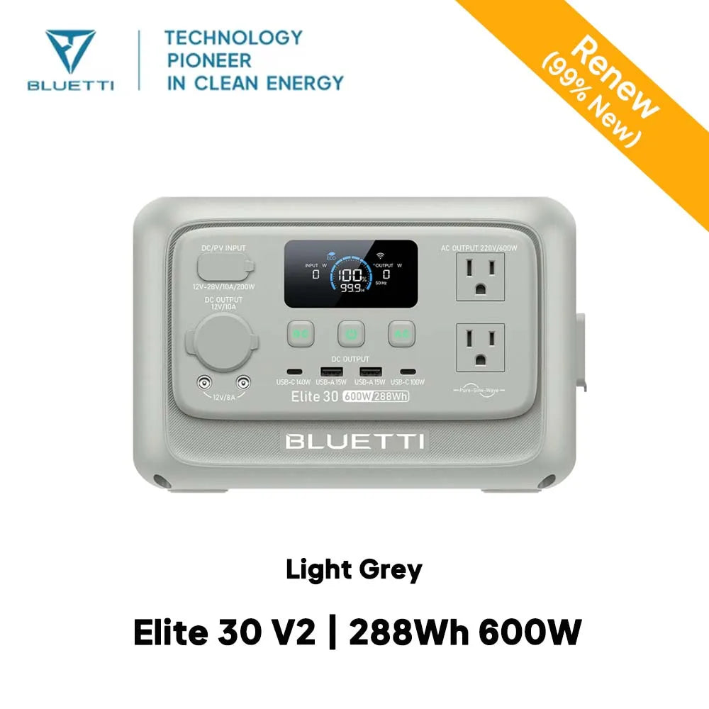 【Renew】BLUETTI Elite 30 V2 Portable Power Station 288Wh 600W Peak Large Capacity Solar Generator For Outdoor Camping Home Emerge