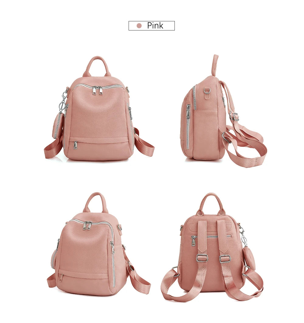 Zency Women's Genuine Leather Backpack High-Quality School Bag Travel Female Shopper Shoulder Satchel Rucksack Commuter