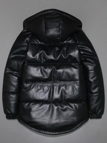 Women Winter Thick Warm Natural Sheepskin Down Jacket Casual Hooded Windproof Overcoat Loose Fit Genuine Leather Jacket Coats