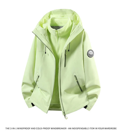 CHRLCK Men Women Hiking 3IN1 Jackets Waterproof Fleece Windproof Windbreaker Camping Climbing Trekking Outdoor Jacket Autumn
