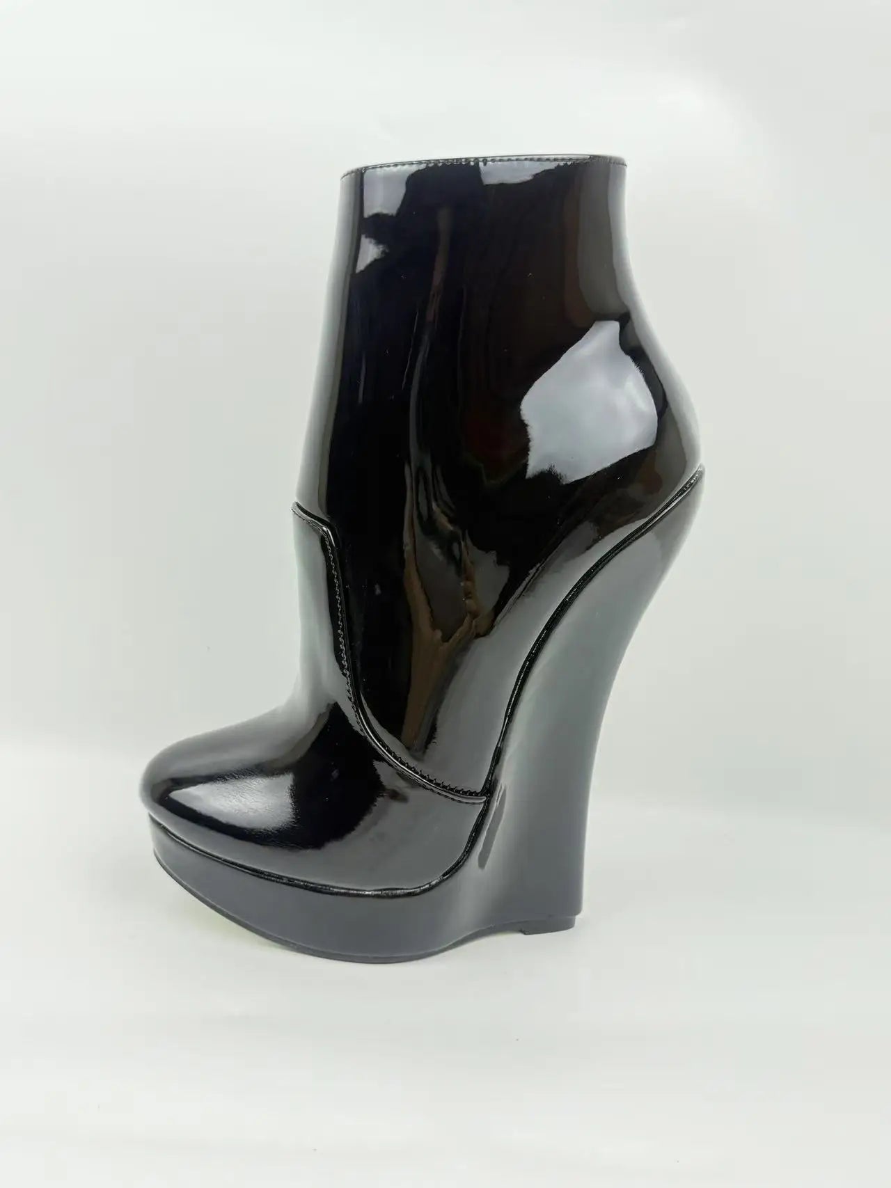 18CM Ultra High Heel Wedges Ballet Boots Pointed Toe Sexy Ankle Women Boots Plus Size 36-46 Black Size Zip Unisex Cosplay Shoes