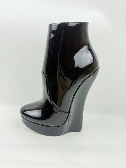 18CM Ultra High Heel Wedges Ballet Boots Pointed Toe Sexy Ankle Women Boots Plus Size 36-46 Black Size Zip Unisex Cosplay Shoes