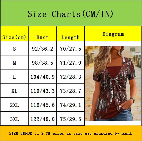 Elegant Square Neck Women's Short Sleeve T-Shirt - Ethnic Leopard Print False Two-Piece Top | Fashionable Streetwear for