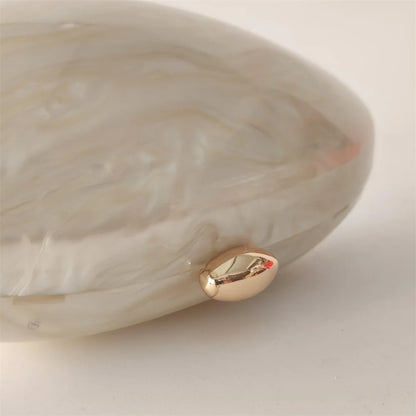 Oval Marble Beige Shell Acrylic Luxury Elegant Lady Evening Bag Cute Handbag Wedding Lady Girl Female Mini Purse