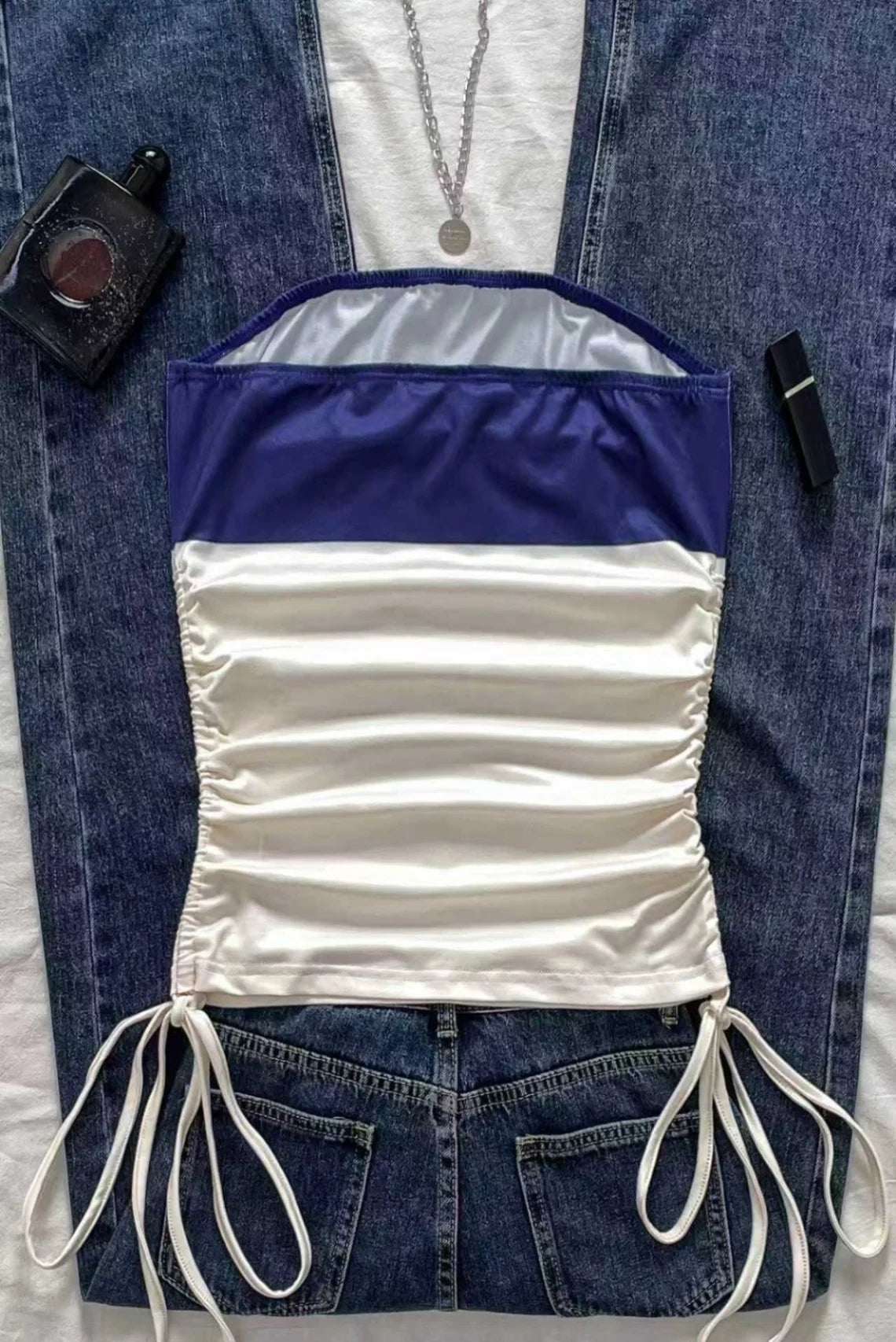 Women's casual retro drawstring front cut vest, suitable for Y2K and guitar prints in spring and summer