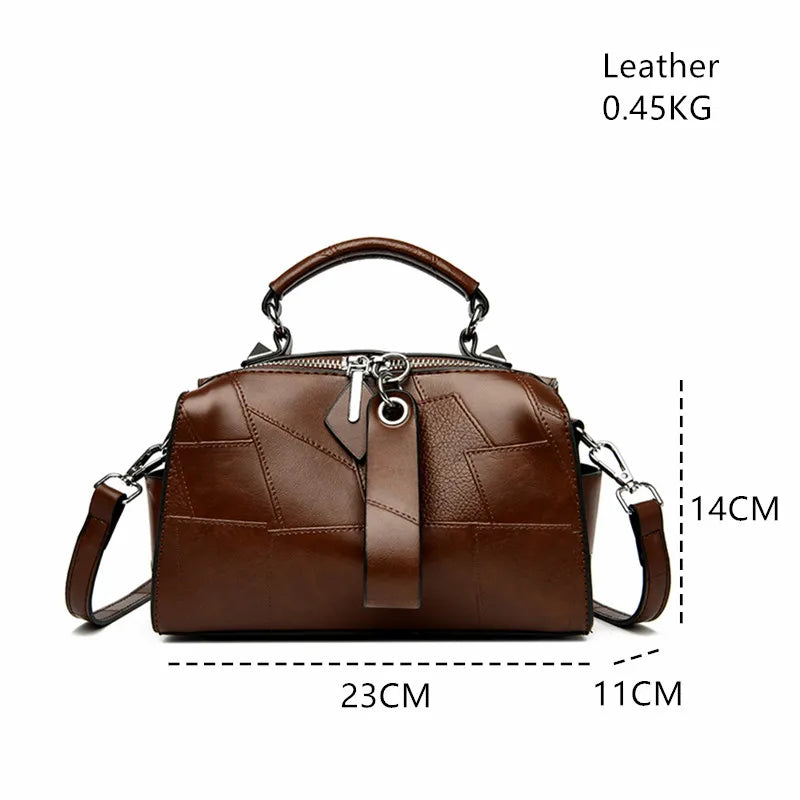 New Fashion Crossbody Bags Women's Genuine Leather Bag Simple Tote Bag Vintage Boston Handbag Luxury Design Female Shoulder Bags