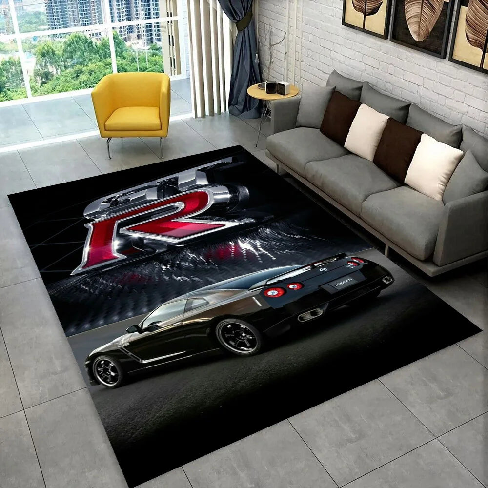 GTR Racing Car N-Nissan Logo 3D Carpet Rug for Home Living Room Bedroom Sofa Motorcycle Doormat Decor,kid  Area Rug Floor Mat