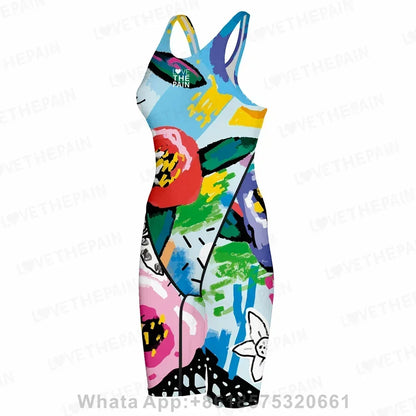 Women Open Back Kneeskin Tech Suit Swimsuit Competition Training Neck to Knee Swimsuit One-piece Jumpsuit Professional Swimsuit