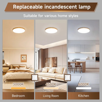 Wood Grain Ceiling Lamp Led Indoor Bathroom Lamps 220V Panel Led Kitchen Lighting for Living Room Waterproof IP44 Ceiling Lights