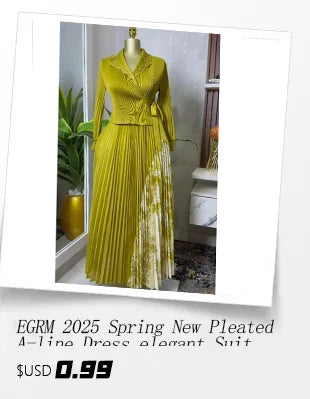 EGRM Miyake Pleated Long Dress Autumn Hot Sale Women's Double Breasted Waist Cinching Slimming High-end Stylish Versatile Skirt