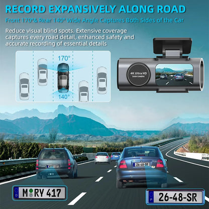 ACCEO 4K Car DVR Mini Video Recorder 24H Parking Dashcam Support Dual Lens 1080P Black Box Room Rearview Camera Night Vision