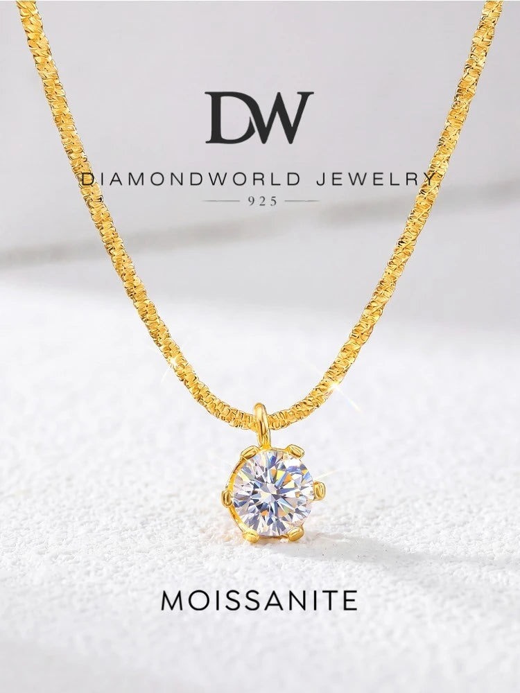 Sparkling Luxury 1CT Moissanite Diamond White Pendant Necklace for Women 925 Sterling Silver High Quality Fine Jewelry