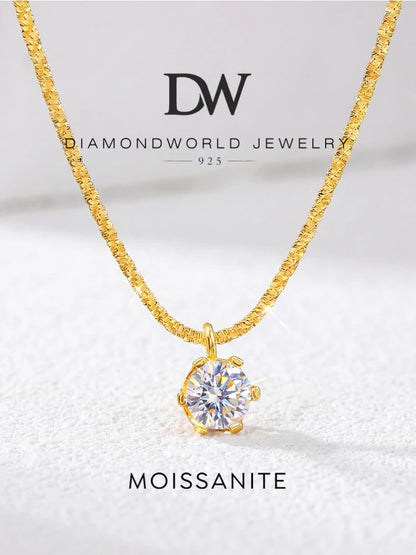 Sparkling Luxury 1CT Moissanite Diamond White Pendant Necklace for Women 925 Sterling Silver High Quality Fine Jewelry