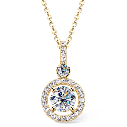 925 Silver Full Moissanite Pendant Necklace Certified 6.5mm D Color Lab Created Diamond Necklace for Women Quality Jewelry Gift