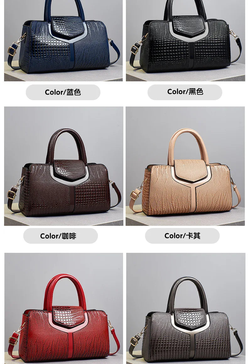 2025 Fashion New Crocodile Pattern Handbag Women'S Large Capacity Shoulder Bag Classic Retro Crossbody Bag Commuter Tote Bag