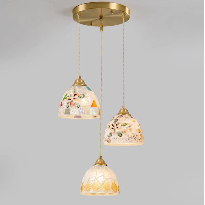 Glass Ceiling Chandelier Creative Sea Shell Lampshade Bedroom Bedside Hanging Lamp Interior Decoration Lighting Pendant Lights