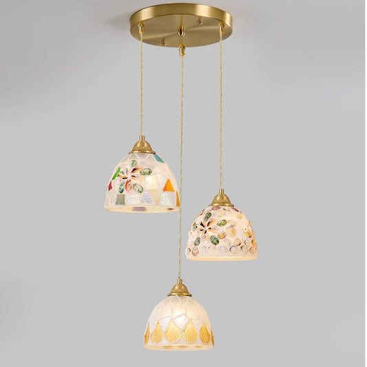 Glass Ceiling Chandelier Creative Sea Shell Lampshade Bedroom Bedside Hanging Lamp Interior Decoration Lighting Pendant Lights