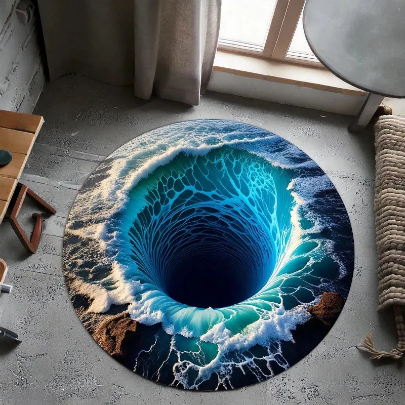 3D Vortex Rug Illusion Rug Optical Illusion Round Carpet Popular Rug Home Decor Living Room Rugs Cool Mat Housewarming Gift
