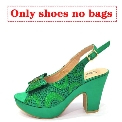 Newest Coming Pointed Toe Italian Design Italian Women Shoes Matching Bags in Silver Color for Wedding Nigerian Ladies Sandals