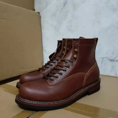 Vintage Handmade Boots Men Casual Cow Leather Shoes Top Quality Dress Ankle Boots British Tooling Work Desert Motorcycle Boots