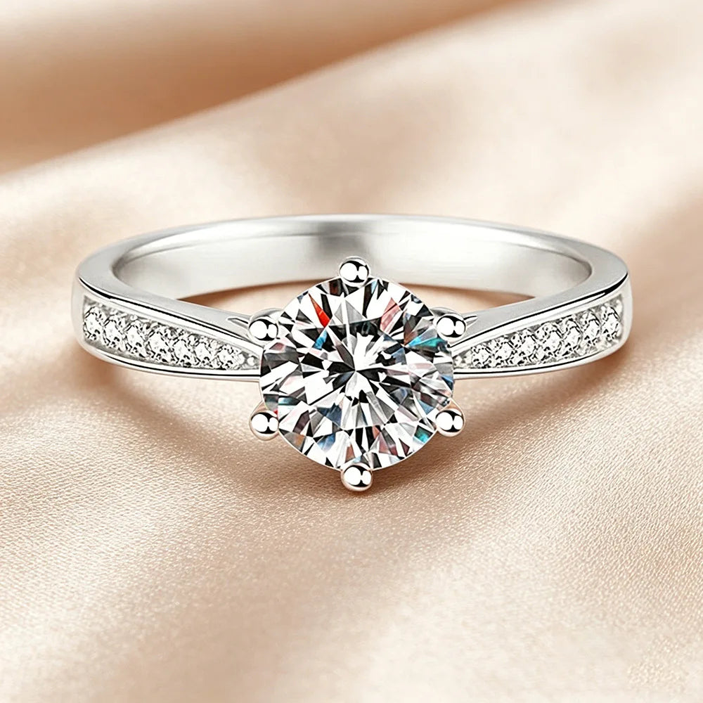 BJXMOSO Real Moissanite 925 Sterling Silver Couple Ring for Women Man Wedding Jewelry Engagement Imitation Diamond Fashion Gifts