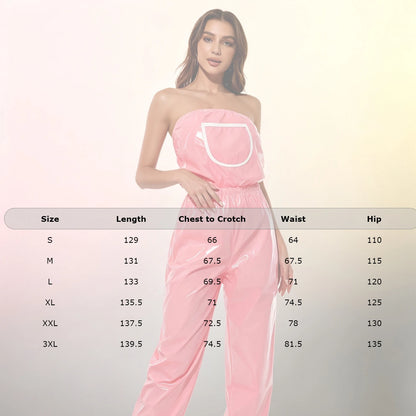 Womens Water Resistant Diaper Cover Jumpsuit Strapless Bodysuit Elastic Waist Leg Opening Adaptive Rompers for Club Night Out