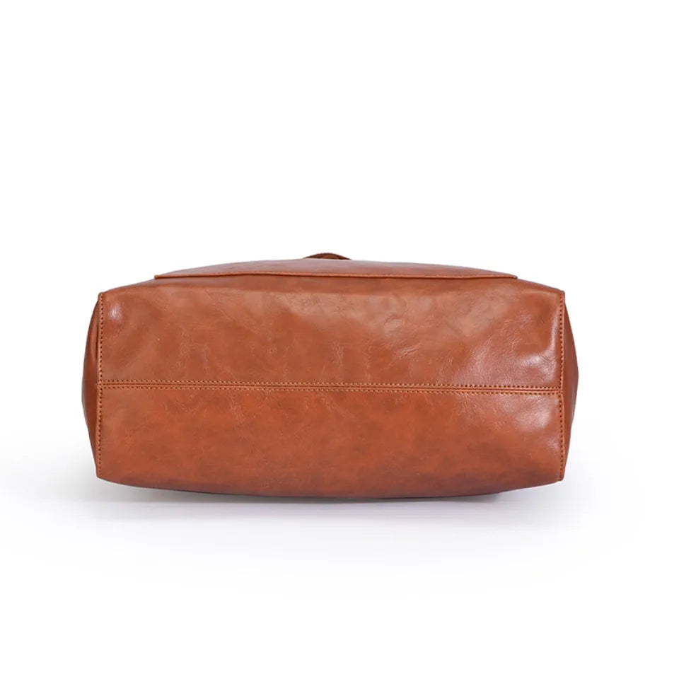 High Quality Oil Skin Leather Bucket Hand Bags for Women Female Shoulder Top-Handle Bag Luxury Handbas Women Large Commute Bags
