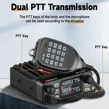 ABBREE AR-8118 Mini Mobile Radio 25W Dual Band VHF UHF 200CH Long Range NOAA VOX Clear HD Voice Dual PTT Car Radio