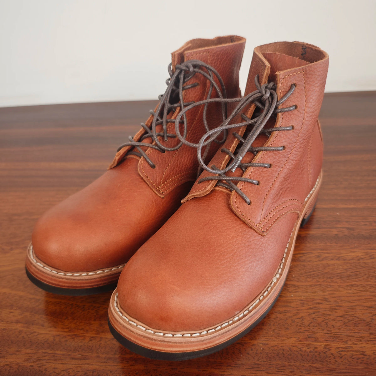 Men Vintage American Style Work Ankle Boots, Top Layer Cowhide Hand Welted Handmade Leather Boots, Retro Lace Up Men Fashion Boo