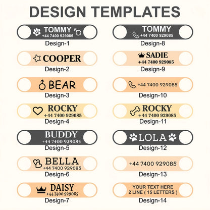 Dog Collar PU Leather Engraved - Customized with Name, Unique Gift for Dog Lovers, Adjustable Puppy for Small Medium Large Breed