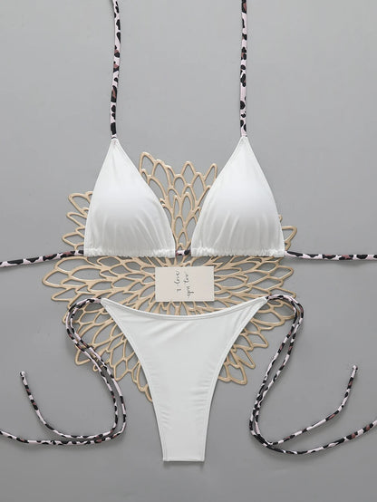 Sexy Leopard Women's Beach Bikini 2026 Swimsuit Halter Tie Micro Thong Bikinis Sets Female Swimwear for Woman Wear Bathing Suit
