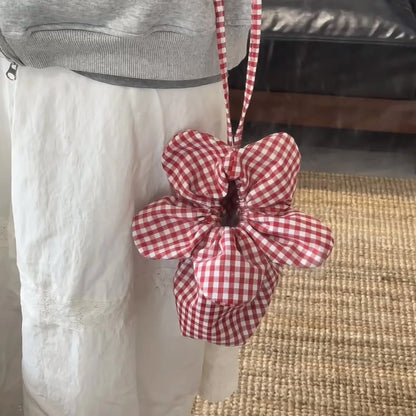 Retro Flower Design Women's Phone Pouch Shoulder Bags College Girls Small Crossbody Bag Cute Plaid Female Handbags Clutch Purse