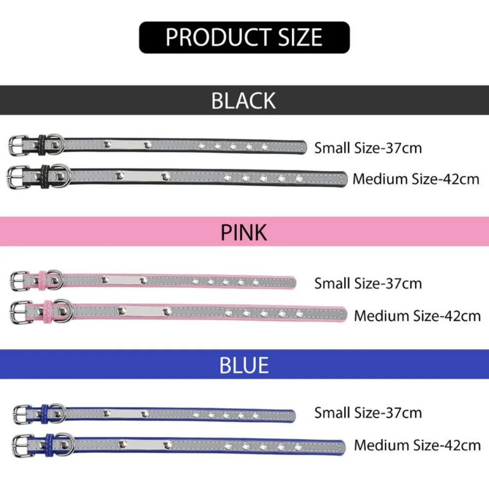 Dog Collar PU Leather Engraved - Customized with Name, Unique Gift for Dog Lovers, Adjustable Puppy for Small Medium Large Breed