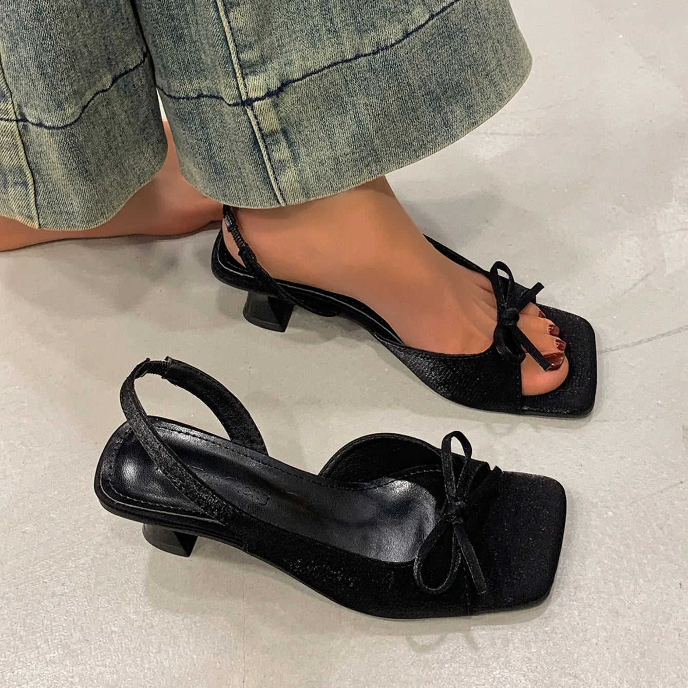 Women's Sandals Bow Elegant Fashion Shoes 2026 New Summer High Heels Slides Luxury Trend Open Toe Women Sandals Mujer Zapatos