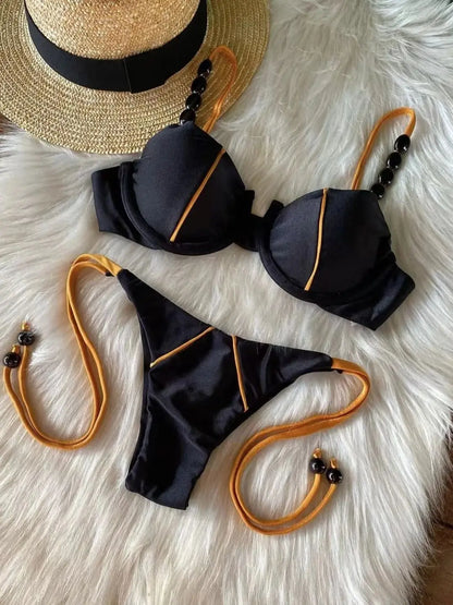 RUOTONGSEPT New Sexy Push up Bikini Set Swimsuit Women's low-waist Swimwear For Female Two Piece Beachwear 2023 Bathing Suit