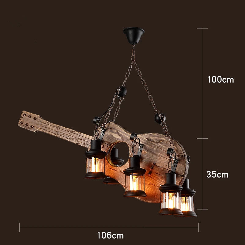 Retro Wood E27 LED Ceiling Lamp Antique Industrial Chandelier Lighting LOFT Bar luminaire Vintage Pendant Lights lustre