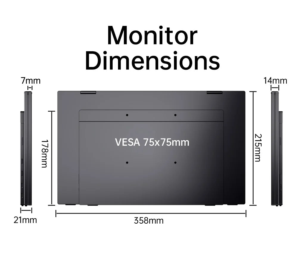 15.6" Folding Portable Monitor Dual Touch Screen 1080p 300nits VESA 75mm Freely Adjust Display Extender for Laptop PC With Bag