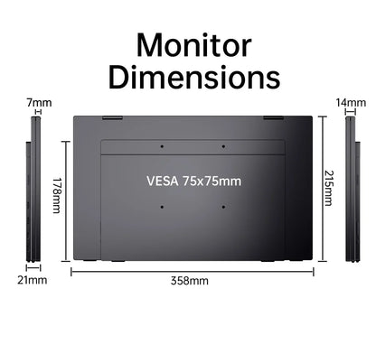 15.6" Folding Portable Monitor Dual Touch Screen 1080p 300nits VESA 75mm Freely Adjust Display Extender for Laptop PC With Bag