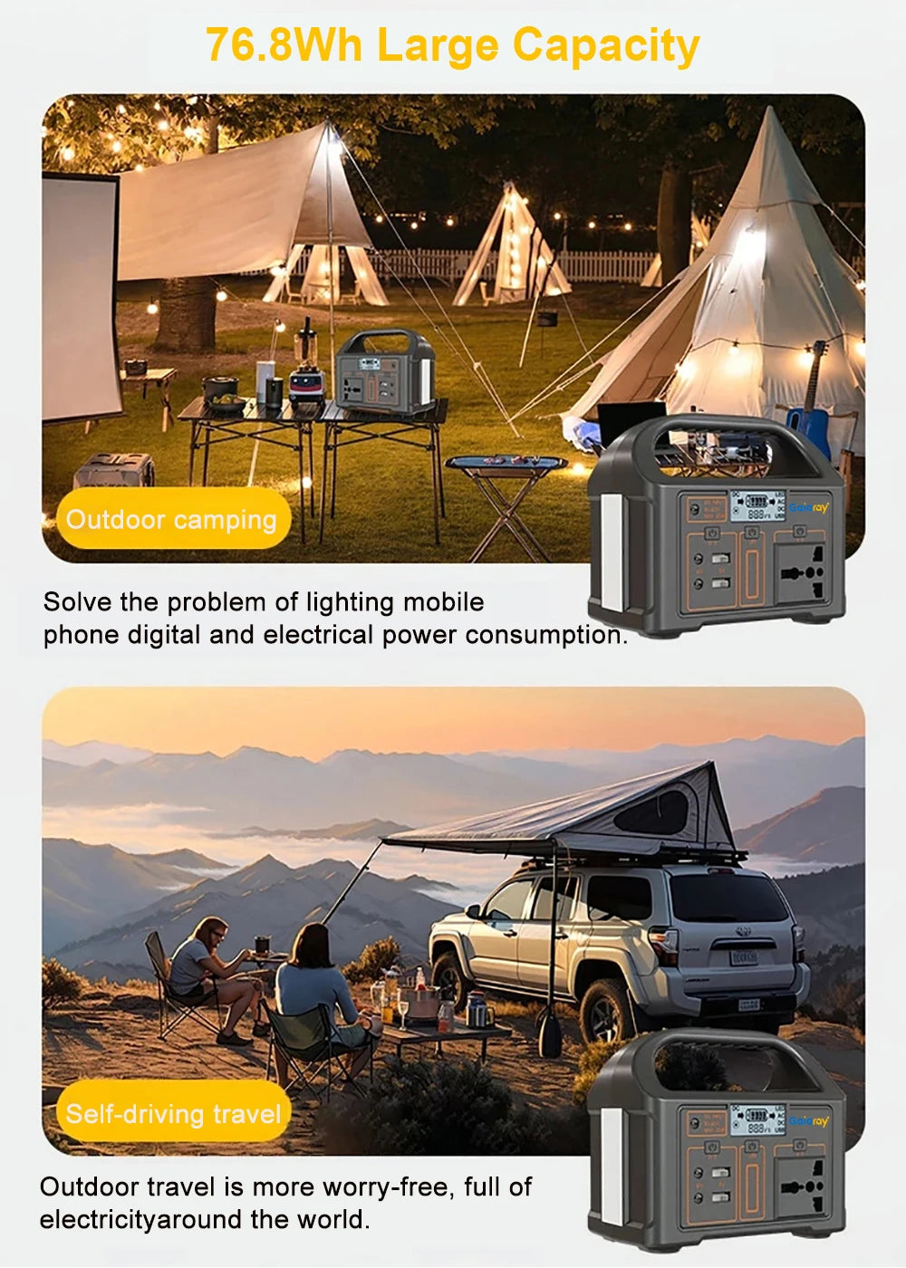 Gaiaray 100W Portable Power Station Solar Generator AC 220V 110V Emergency Power Plant LiFePO4 Charging Station 15W Solar Panel